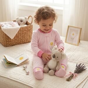 Koala Baby Pink Daisy Sleeper Pajama One-Piece - Size 18M